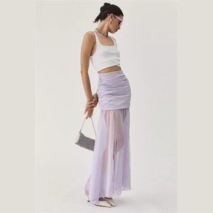 NEW Mare Mare Size L Women's Sheer Overlay Maxi Skirt - Purple